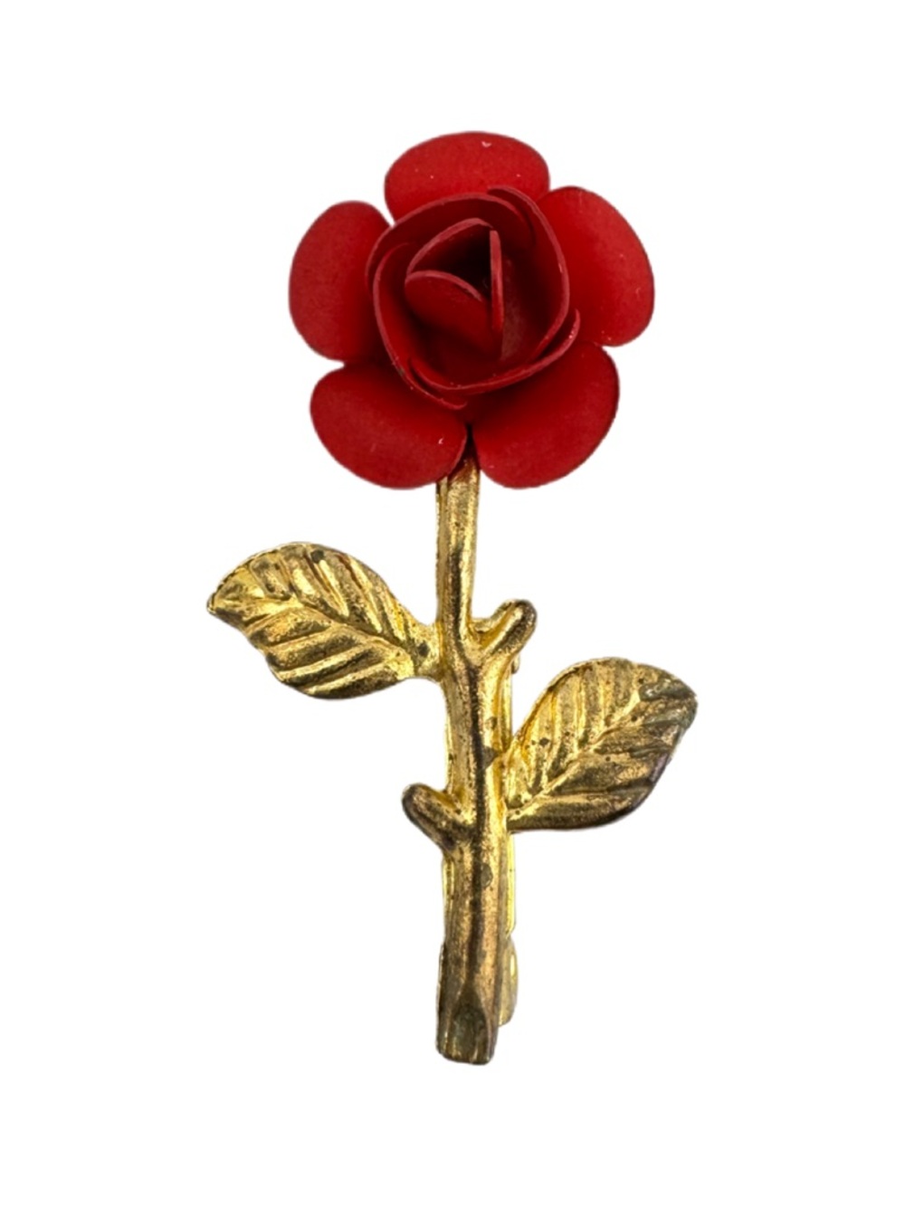 Vintage Red Rose Brooch